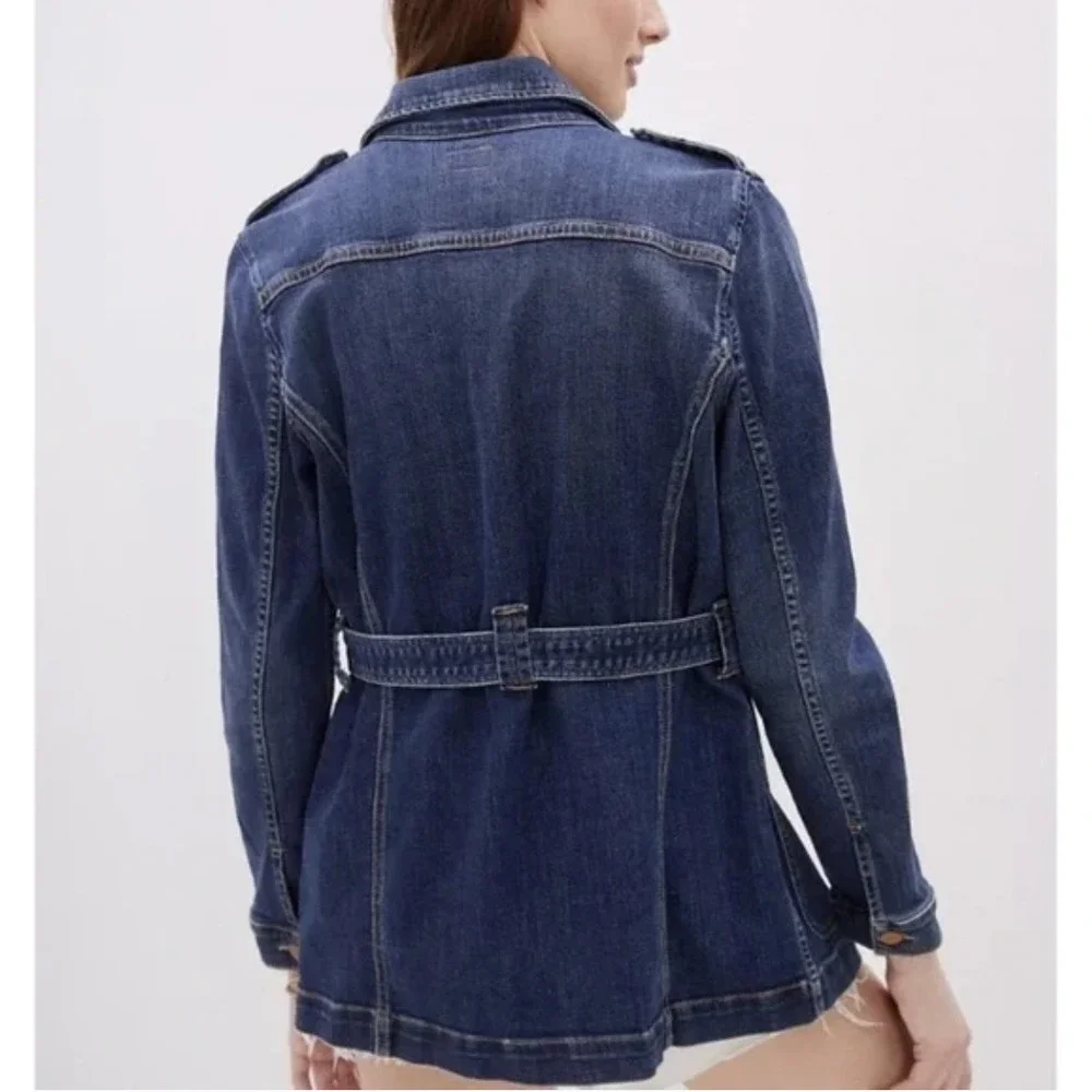 MOTHER Belted Veteran Denim Jacket in Wicked Wildflower wash XS - Picture 4 of 13